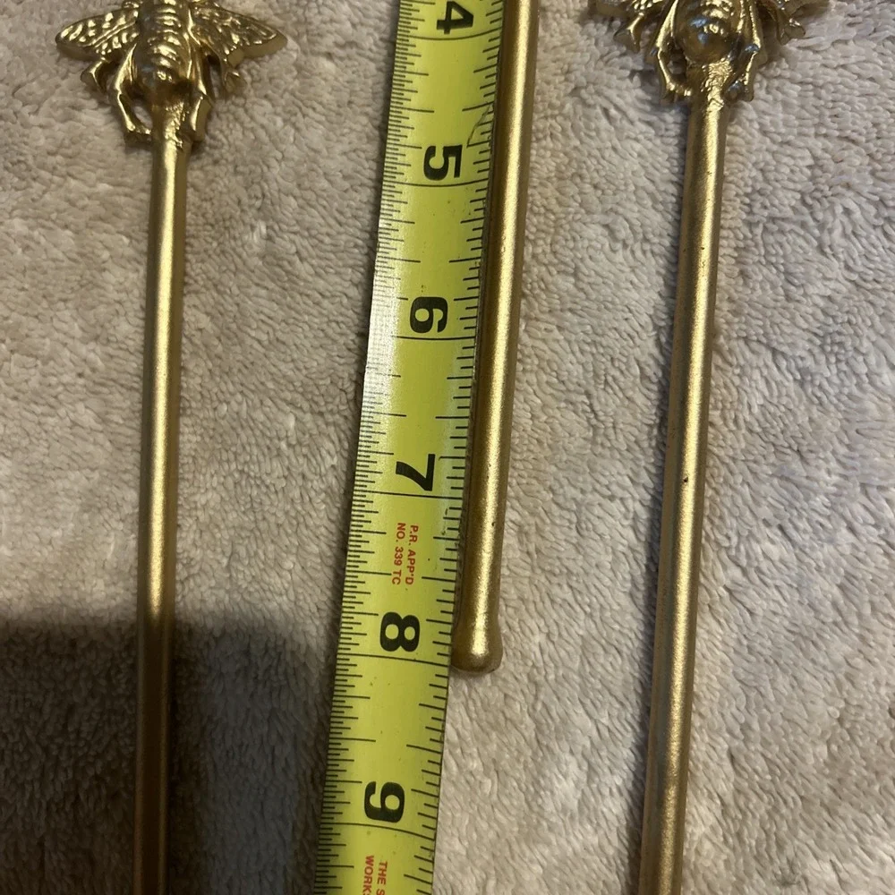 Vintage Style Gold Tone Bee Cocktail Swizzle Sticks Drink Stirrers Set of 4
